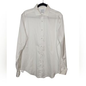 Calvin Klein Men's White Infinite Non-Iron Classic Dress Shirt Size L